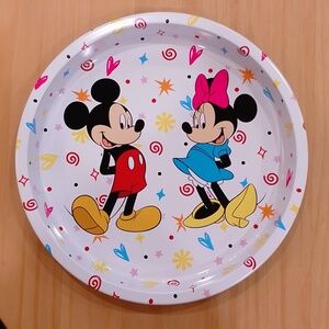 Disney Mickey Minnie Mouse Metal Tin Rounds Platter Tray
